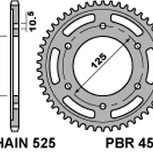 Speciální Cena PBR zadní řetězové kolo 4529 49 C45 TRIUMPH 675 DAYTONA/ STREET TRIPLE '06-'20, BONNEVILLE/SPEEDMASTER/THRUXTON 1200 (JTR2014.49) (ŘETĚZ 525) (MADE IN ITALY)